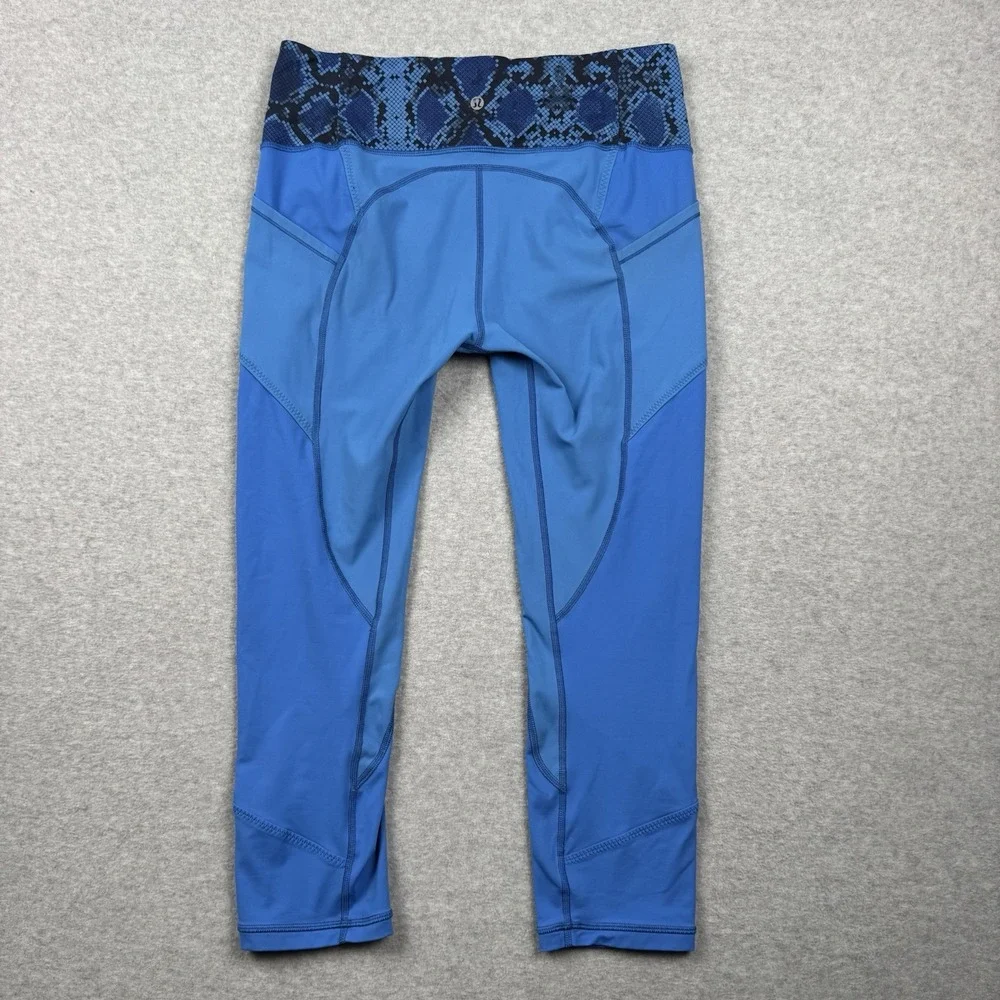 Lululemon Leggings Sz 12 All The Right Places Crop Pipe Dream Blue ziggy Snake